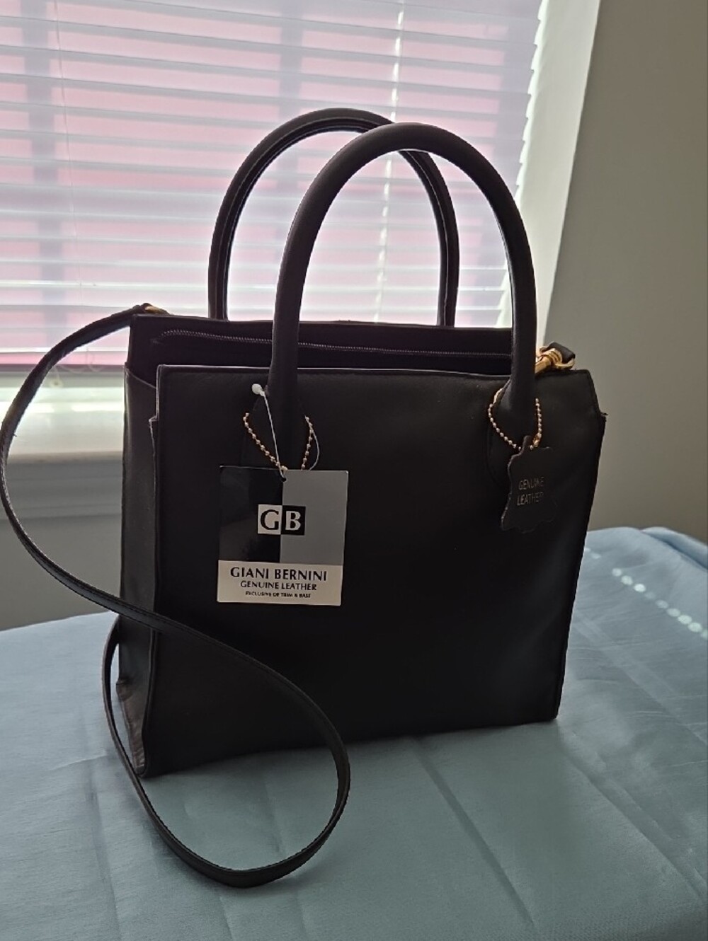 Giani Bernini Dark Brown Genuine Leather Satchel with Top Handles - Picture 2 of 12